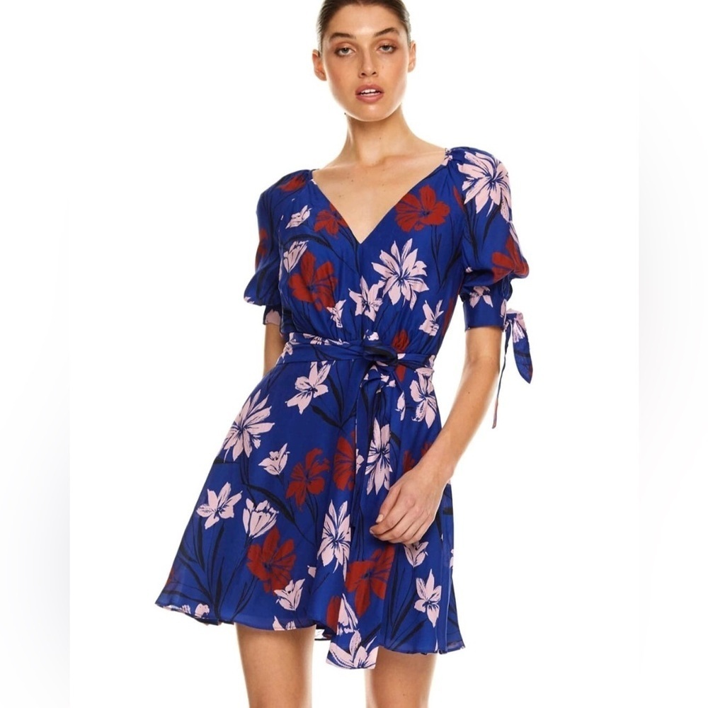 TALULAH Vibrant Blue and Red Floral Mini Dress - Picture 6 of 15